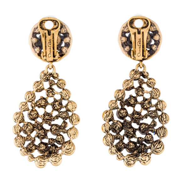 Oscar de la Renta Signed Purple Teardrop Earrings - Picture 3 of 4